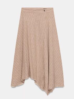 Zara Asymmetrical Midi Skirt in Light Taupe